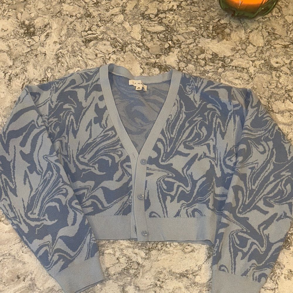 La Hearts Blue Patterned Cardigan